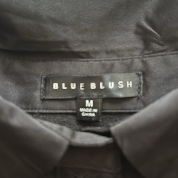 Blue Blush Print Long Sleeve Knit Button-Up Shirt Size Medium - Picture 2 of 10